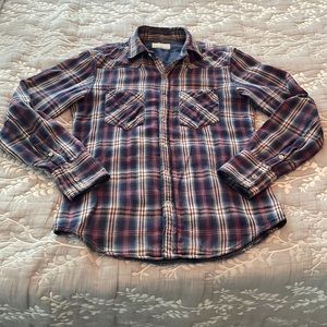 rag & bone Fully Lined Snap Front Flannel Shirt Blue Purple Size Medium